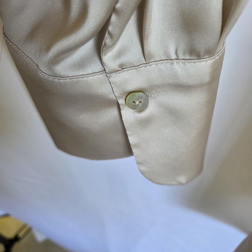 ZARA Satin Blouse Women's Small Champagne Beige Button Front Collared Shirt - Picture 4 of 7